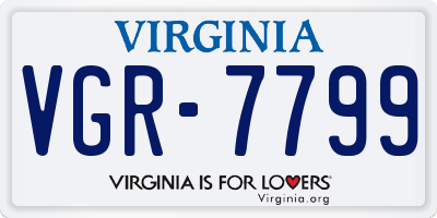 VA license plate VGR7799