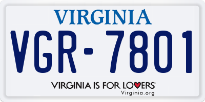 VA license plate VGR7801