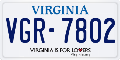VA license plate VGR7802