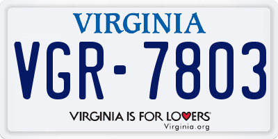 VA license plate VGR7803