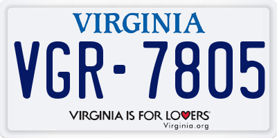 VA license plate VGR7805