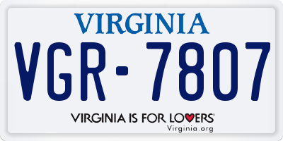 VA license plate VGR7807