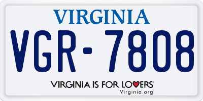 VA license plate VGR7808