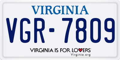 VA license plate VGR7809