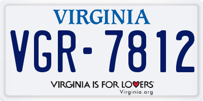 VA license plate VGR7812