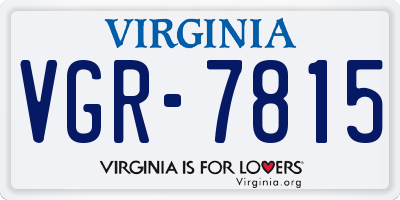 VA license plate VGR7815