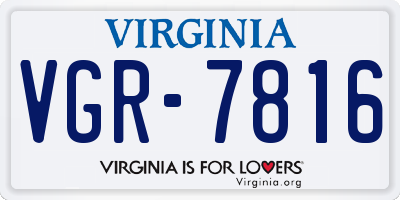 VA license plate VGR7816