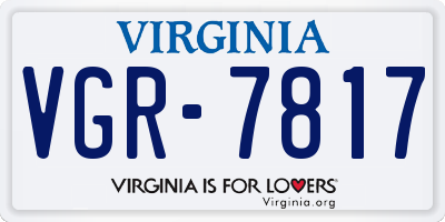 VA license plate VGR7817