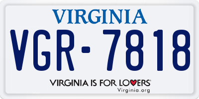 VA license plate VGR7818
