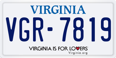 VA license plate VGR7819