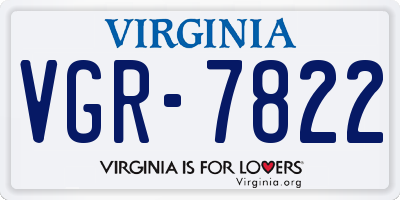 VA license plate VGR7822