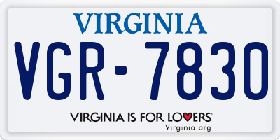 VA license plate VGR7830