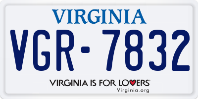 VA license plate VGR7832