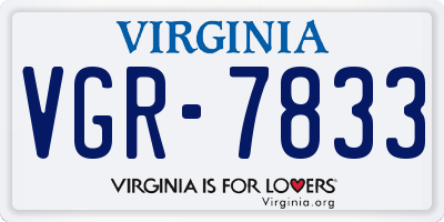 VA license plate VGR7833