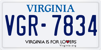 VA license plate VGR7834