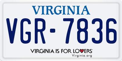 VA license plate VGR7836