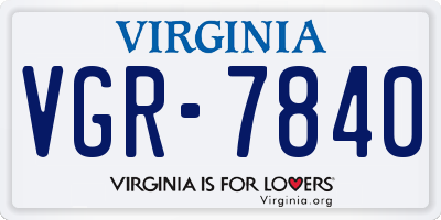 VA license plate VGR7840