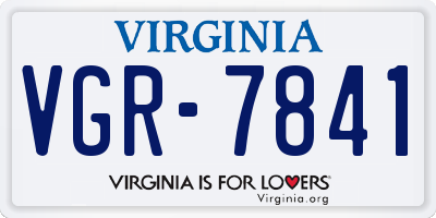 VA license plate VGR7841