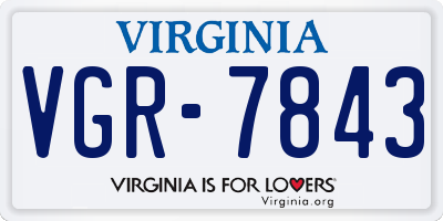 VA license plate VGR7843