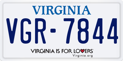 VA license plate VGR7844