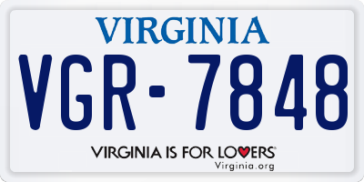 VA license plate VGR7848
