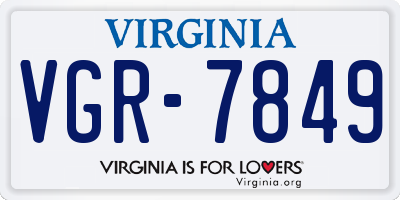 VA license plate VGR7849