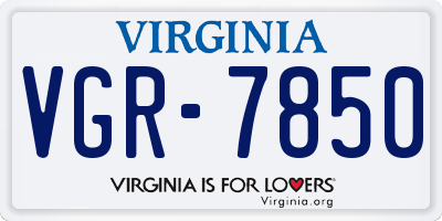 VA license plate VGR7850