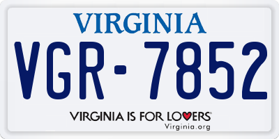 VA license plate VGR7852