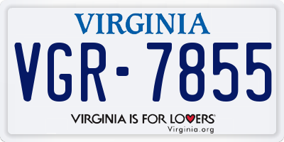 VA license plate VGR7855