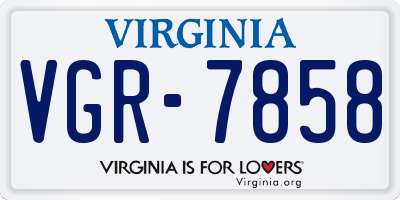 VA license plate VGR7858
