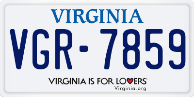 VA license plate VGR7859