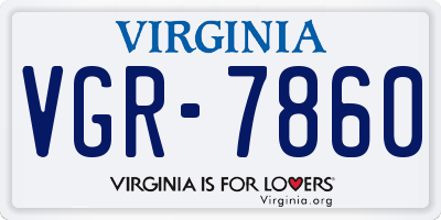VA license plate VGR7860