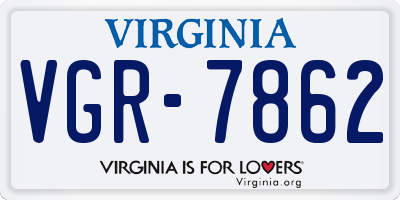 VA license plate VGR7862