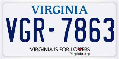 VA license plate VGR7863