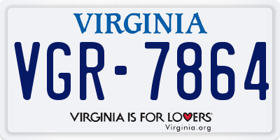 VA license plate VGR7864