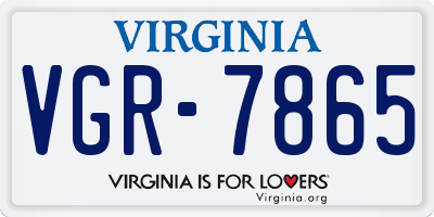 VA license plate VGR7865