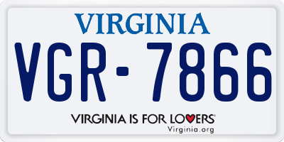 VA license plate VGR7866