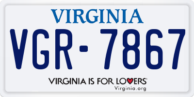 VA license plate VGR7867