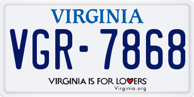 VA license plate VGR7868