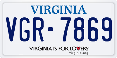 VA license plate VGR7869