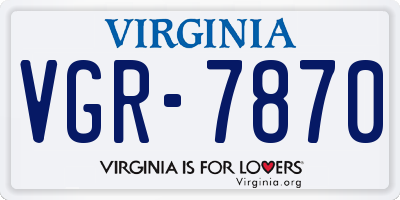 VA license plate VGR7870