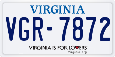VA license plate VGR7872
