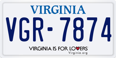 VA license plate VGR7874