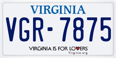 VA license plate VGR7875