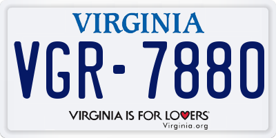 VA license plate VGR7880