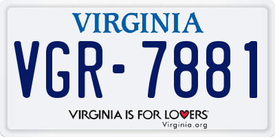 VA license plate VGR7881