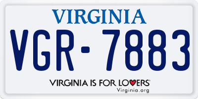 VA license plate VGR7883