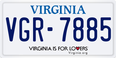 VA license plate VGR7885