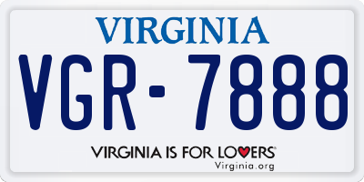 VA license plate VGR7888