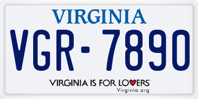 VA license plate VGR7890